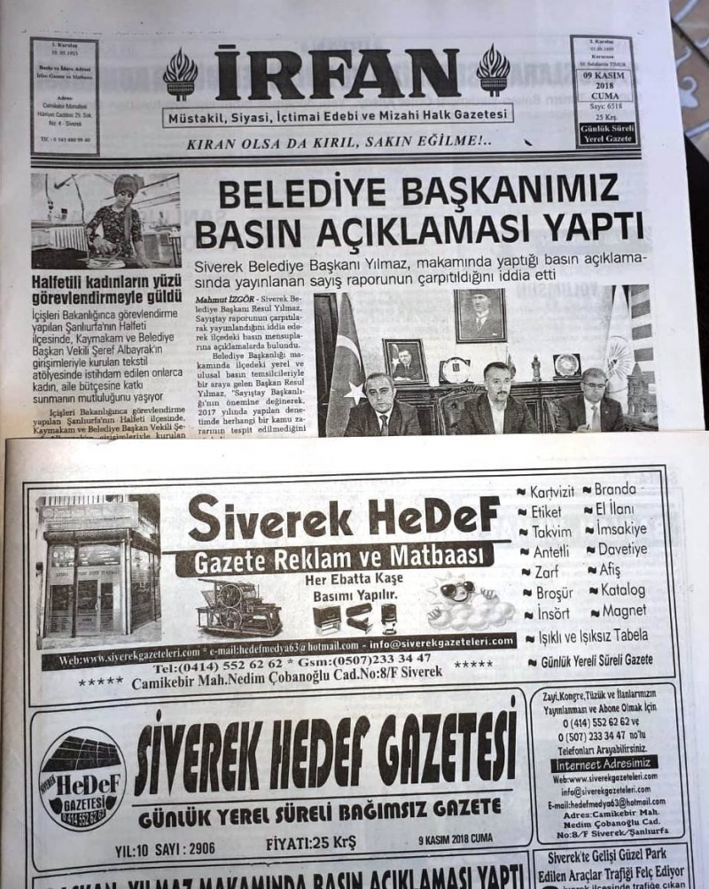 Siverek Belediye Başkanı iki gazetenin aboneliğini iptal etti